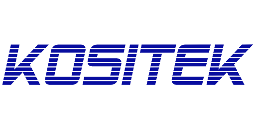 Logo de KOSITEK en bleu, avec un style de police moderne et des lignes parallèles.
